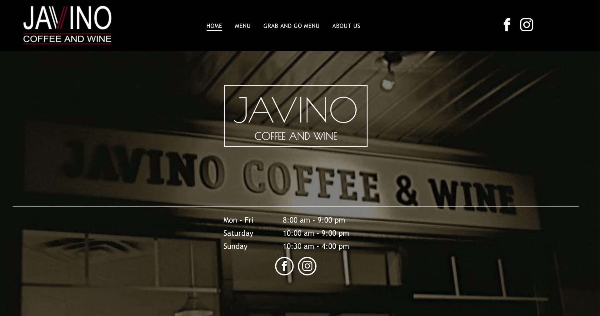 A black and white photo of javino coffee and wine