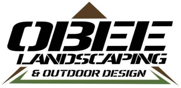 Logo of Obie Landscaping & Outdoor Design with text, and a triangle shape.