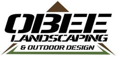 Logo of Obie Landscaping & Outdoor Design with text, and a triangle shape.