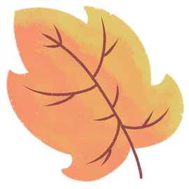 Orange and yellow autumn leaf with dark brown veins.