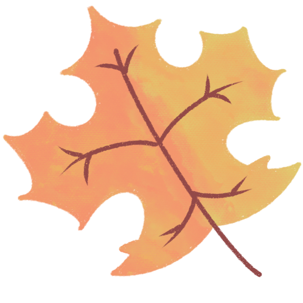 Orange and yellow autumn leaf.