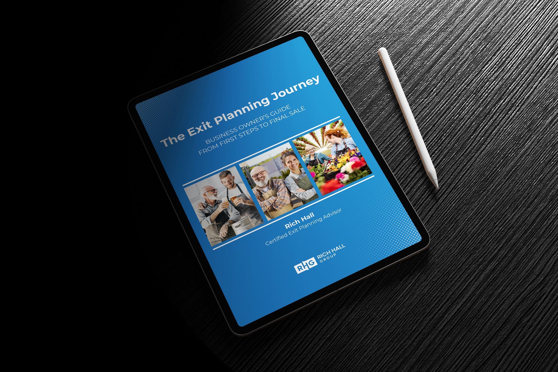 The cover page of The Exit Planning Journey on a tablet