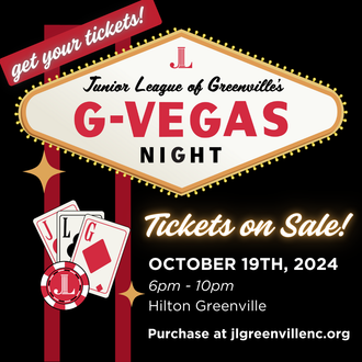 Junior League of Greenville's G-Vegas Night, Tickets on Sale, October 19th, 2024 6-10pm Hilton Greenville