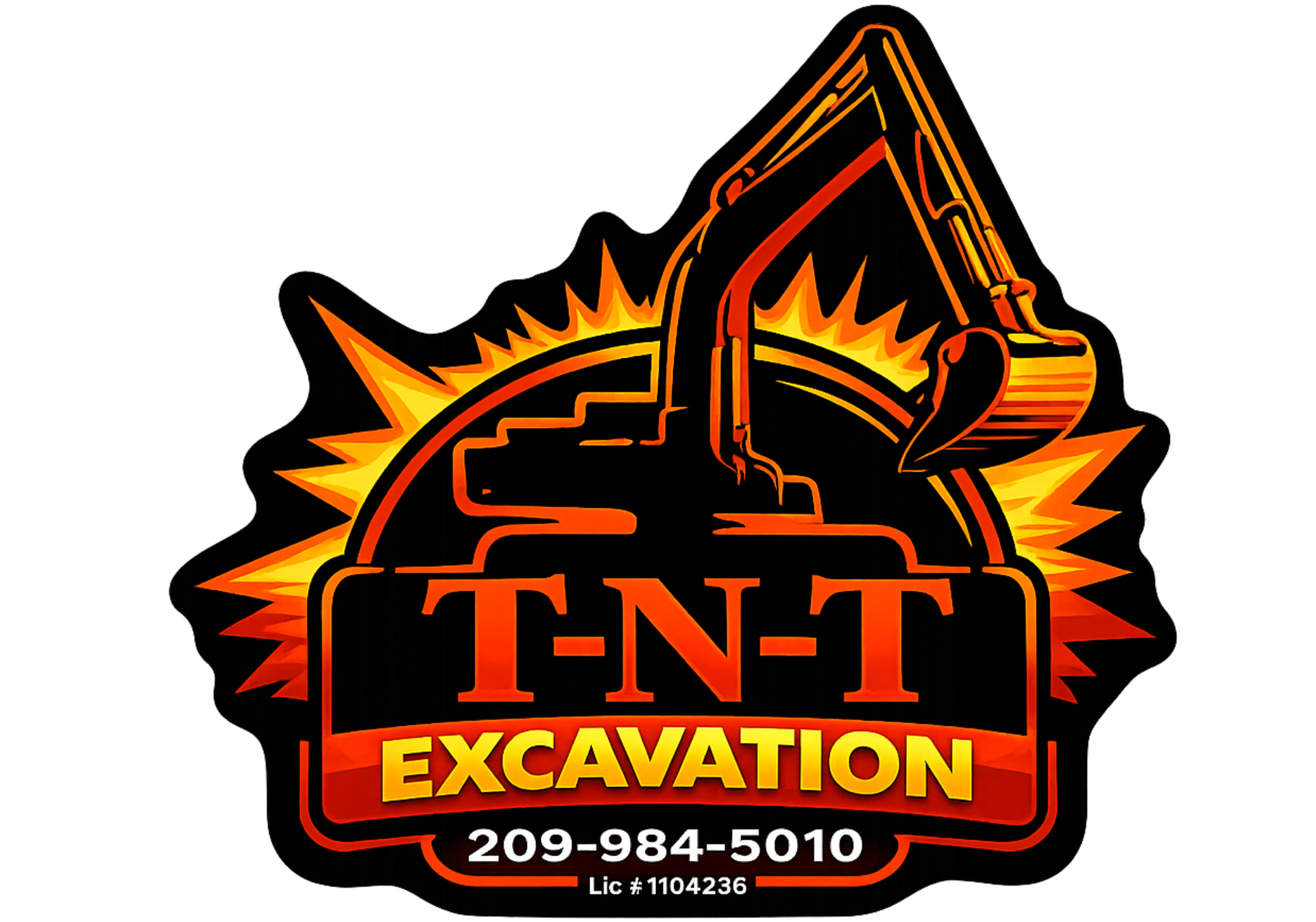 A black and white logo for t-n-t paving and excavating.