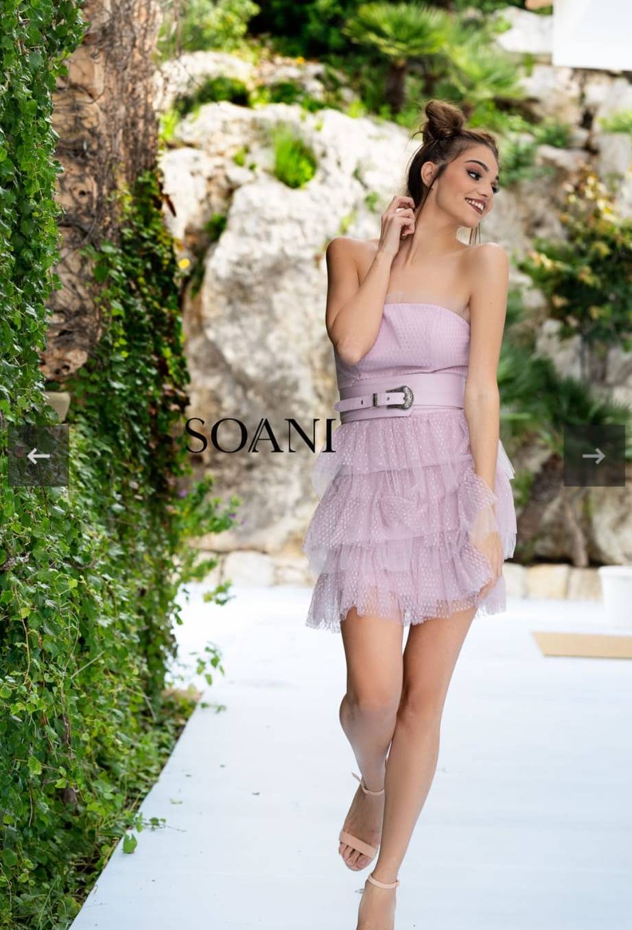 Abito da cerimonia corto rosa in tulle