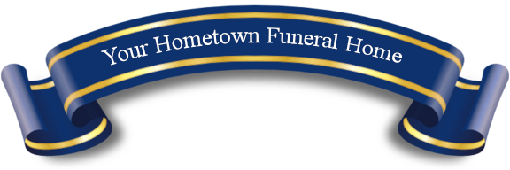 Blue ribbon with gold trim,