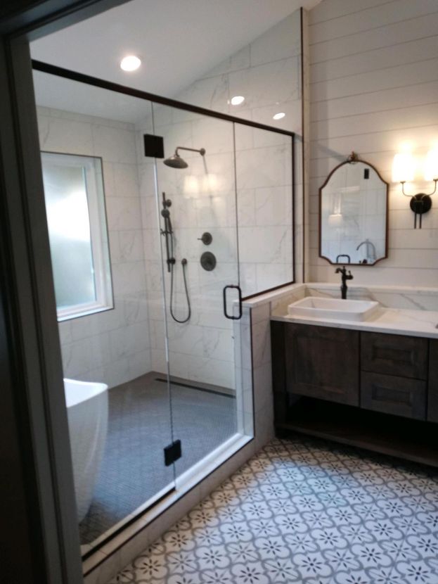 A shower that is part of a bathroom remodeling in Littleton, CO
