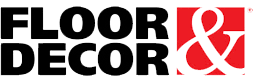 The floor and decor logo is black and red on a white background.