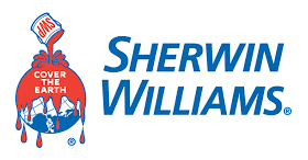 The logo for sherwin williams is a painting of a globe with a bottle of paint coming out of it.