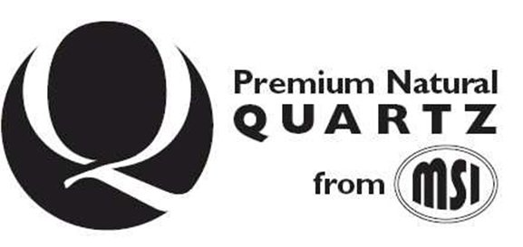 A black and white logo for premium natural quartz from msi