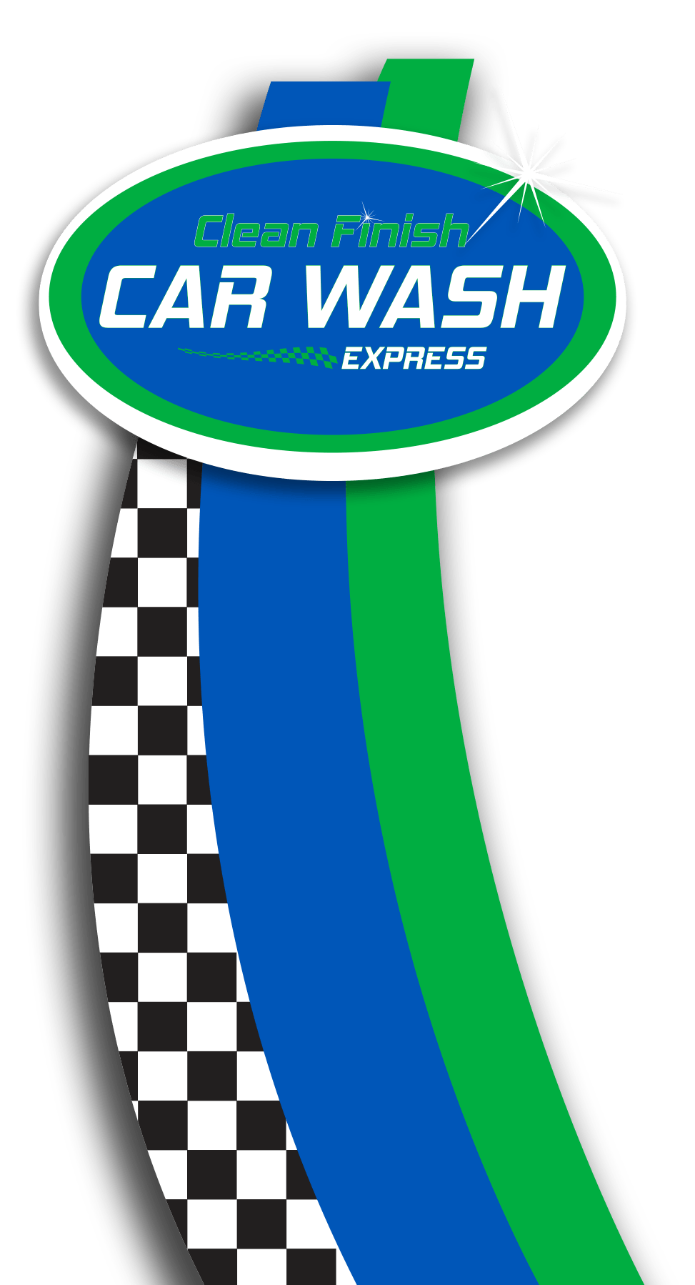 Clean Finish Car Wash checkered flag Louisiana Logo