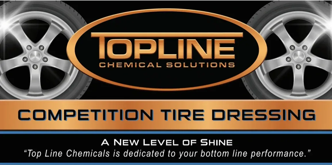 Topline Chemical Solutions logo featuring two tire rims and the words 