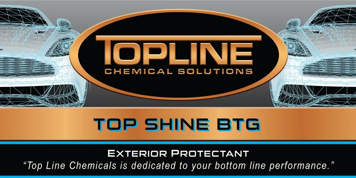 Logo for Topline Chemical Solutions featuring two car wireframes and the text 