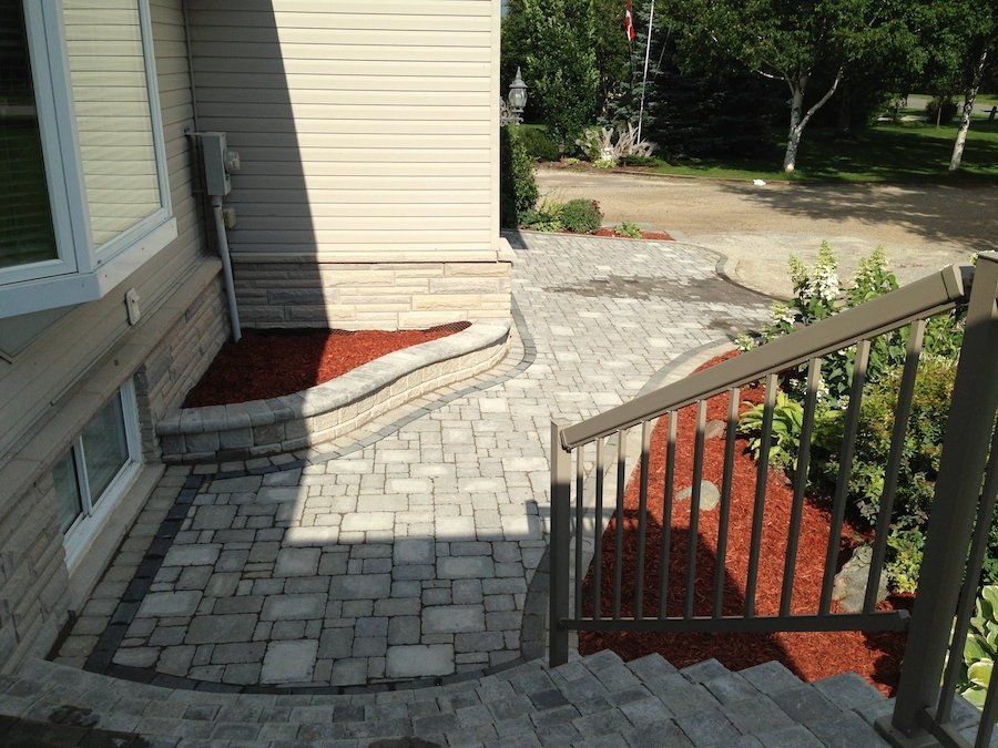 A set of stairs leading up to a house