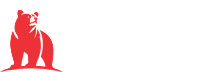 Bear logo graphic in red and KareBear Photography text in white