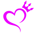 Pink heart with a crown on a white background