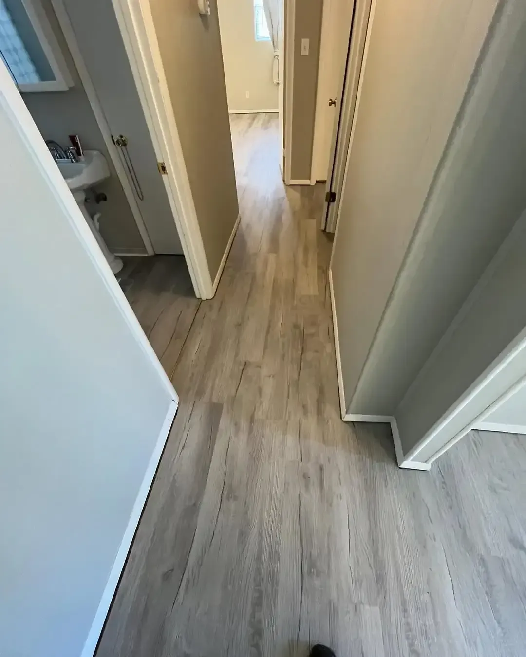 After LVP flooring installation service.