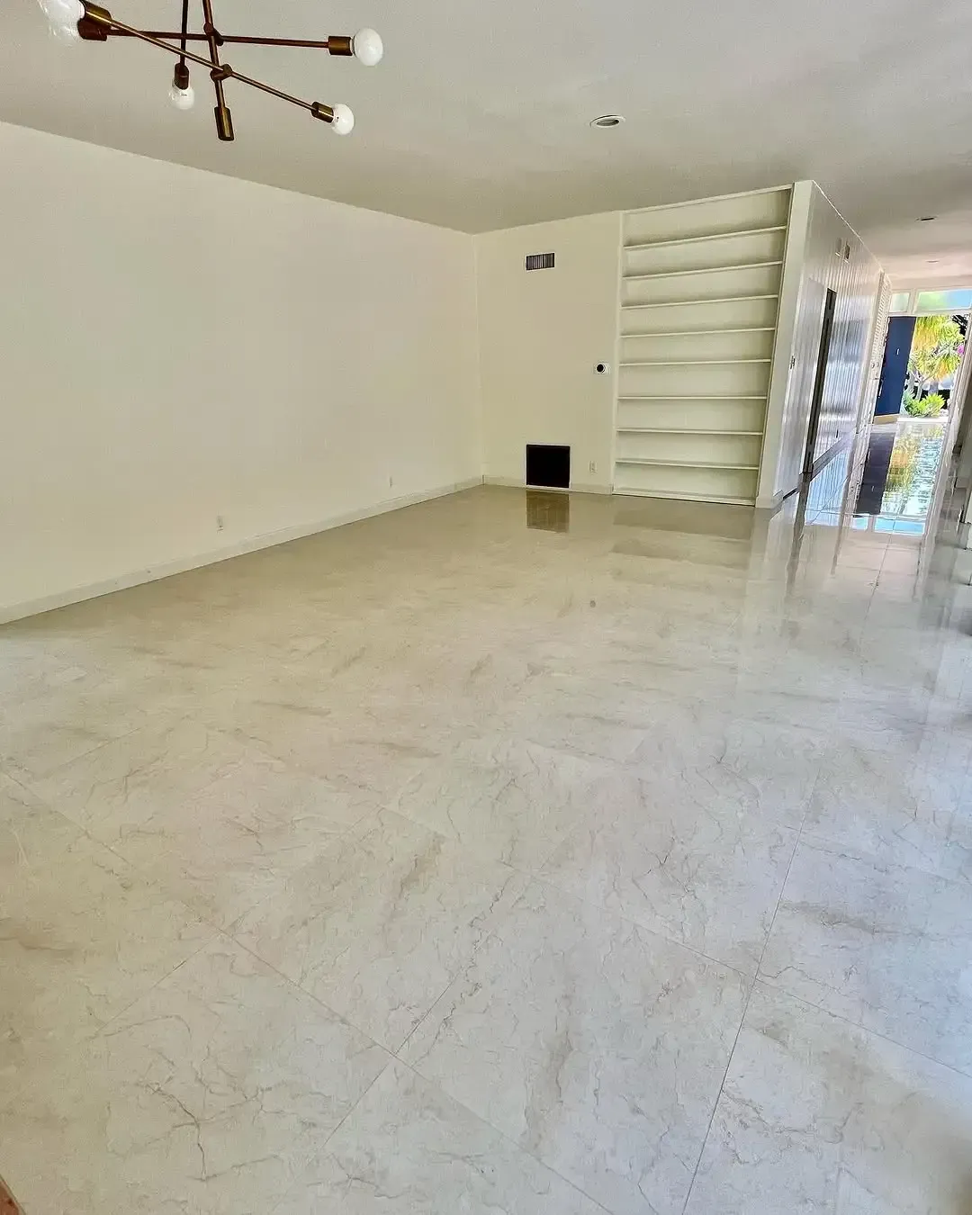 After ceramic tile flooring installation service in Columbus home living room.