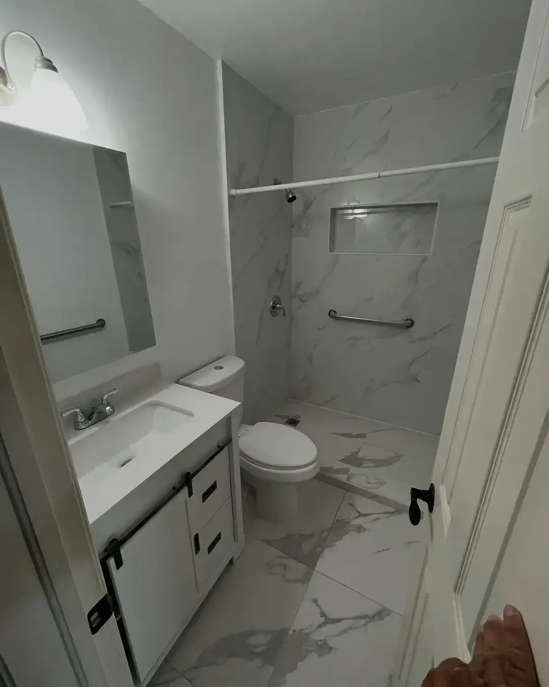 After ceramic tile flooring installation service.