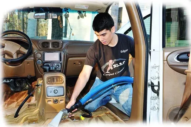 Dirt stain removal and steam carpet cleaning service.