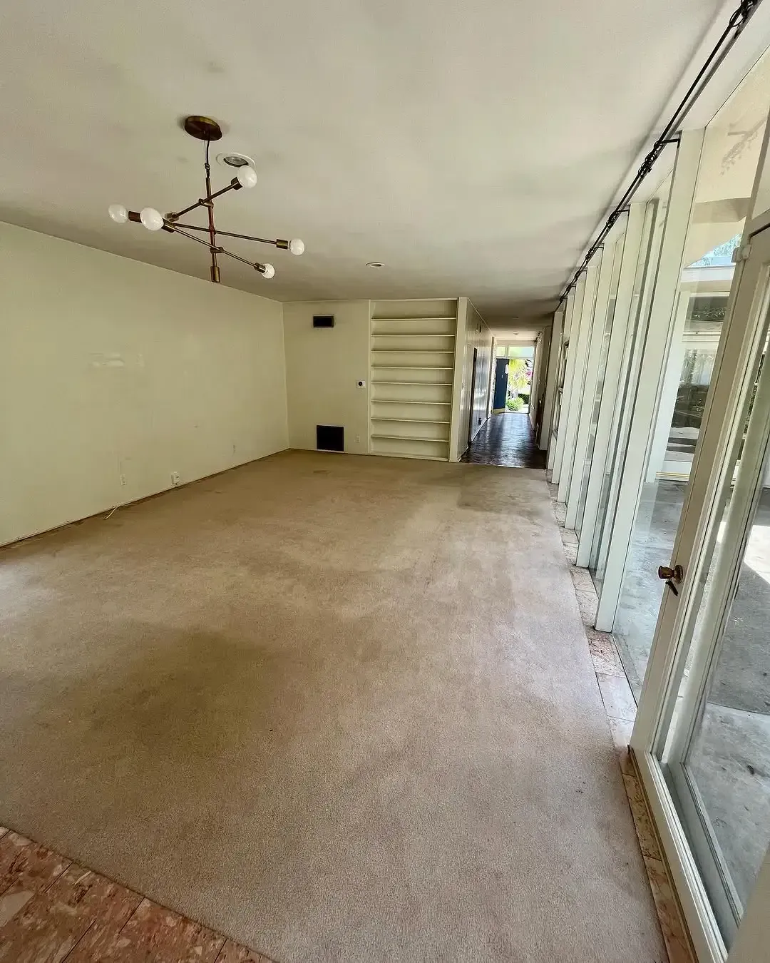Before ceramic tile flooring installation service in Columbus home living room.