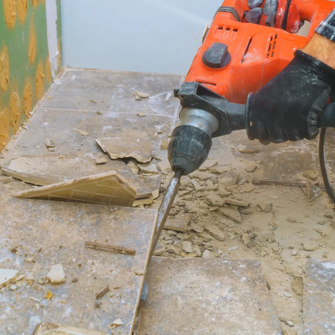 Removing old tile floor and replacing it with LVP flooring.