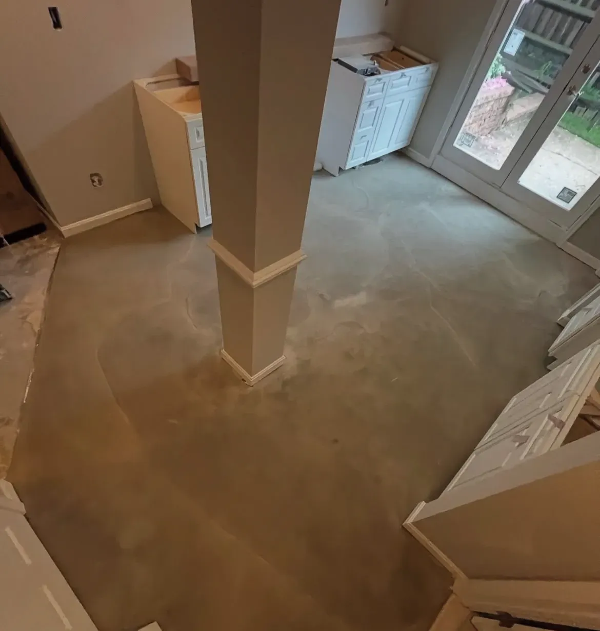 Before LVP flooring installation service.