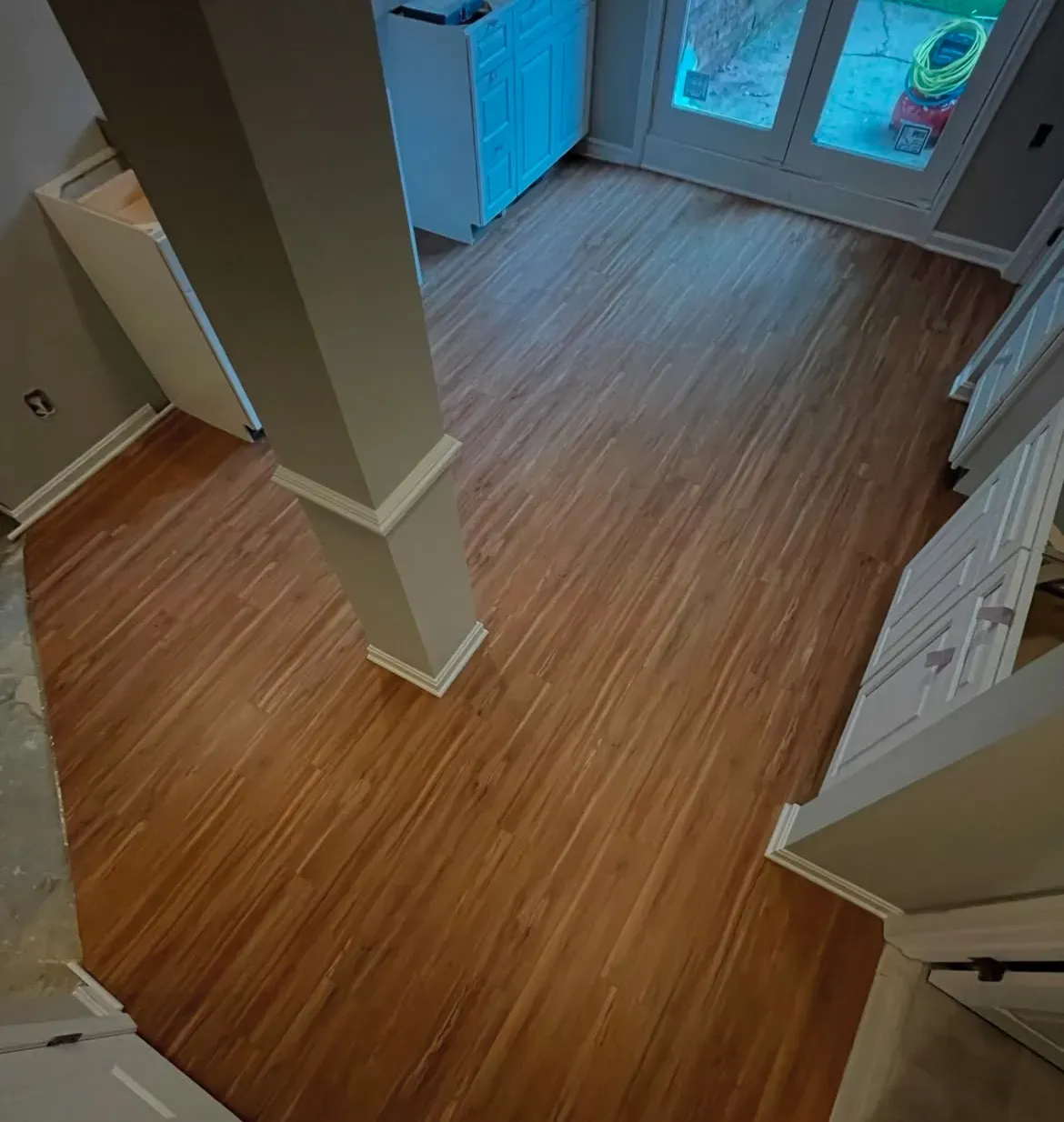 After LVP flooring installation service.