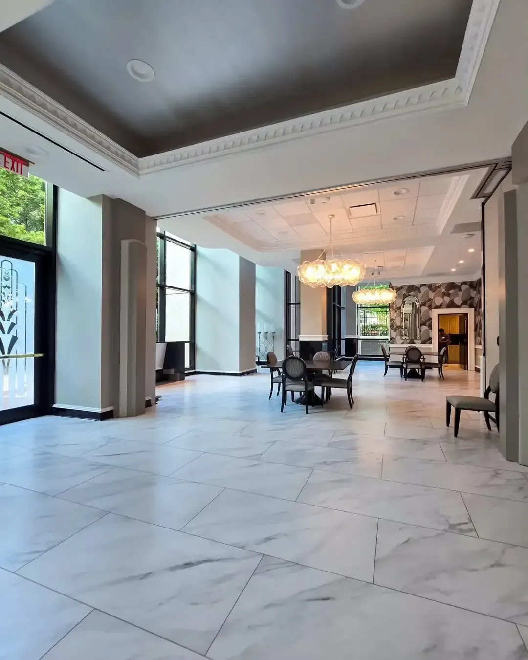 Expertly installed large format tile floor installation service.