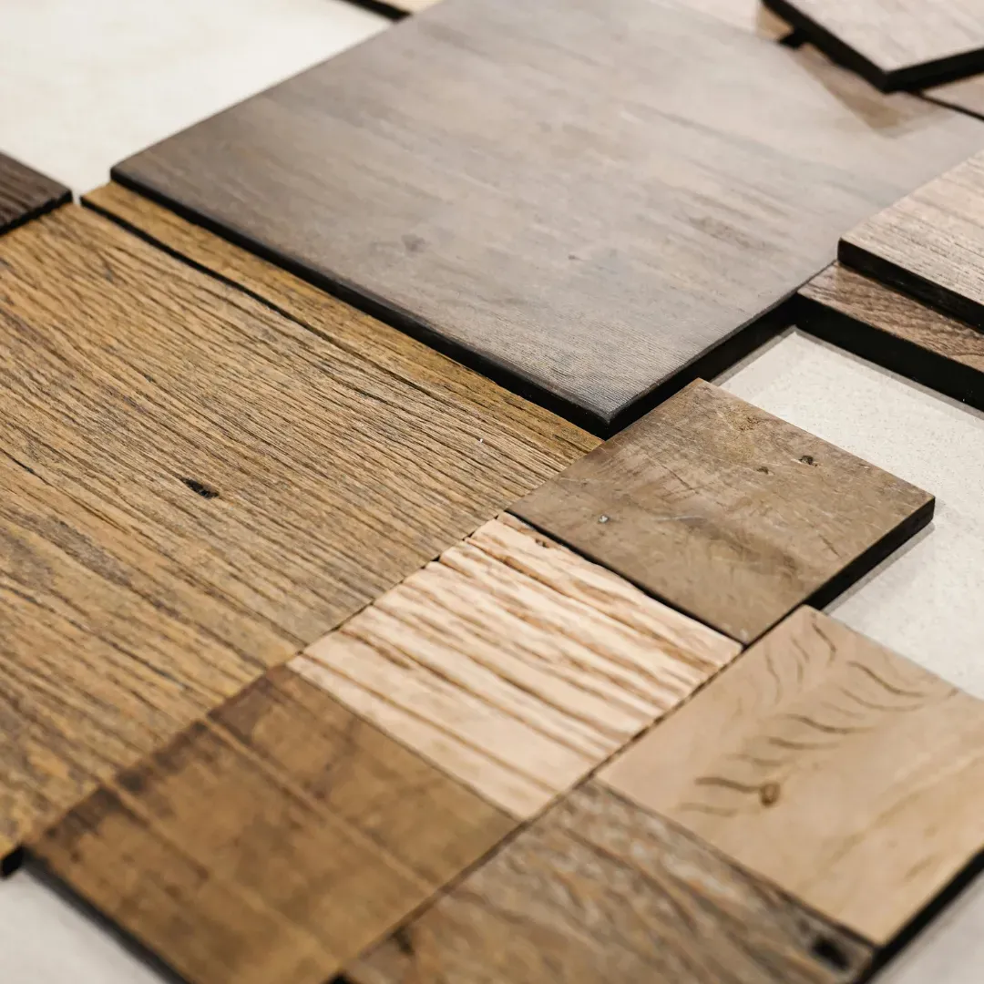 Luxury vinyl plank flooring style and color samples.