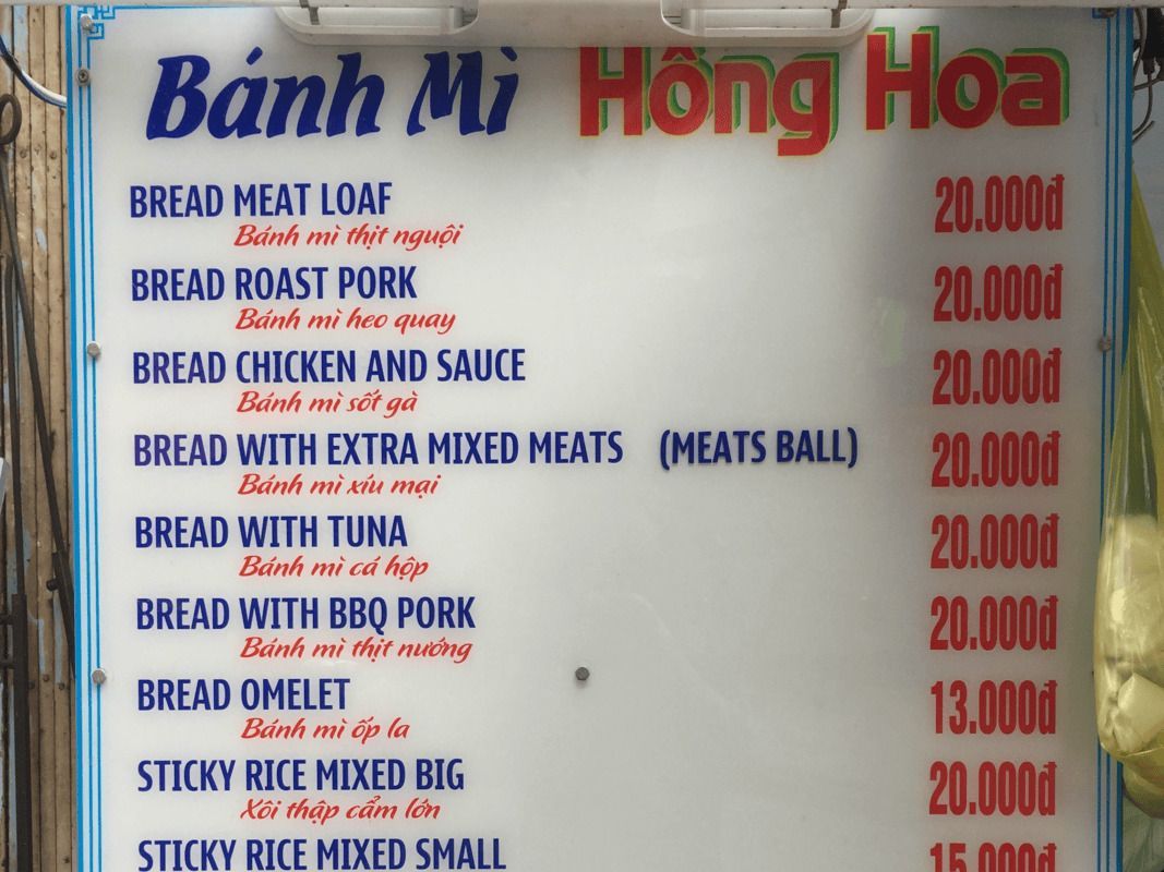 A photo of a Banh Mi sandwich in Saigon.