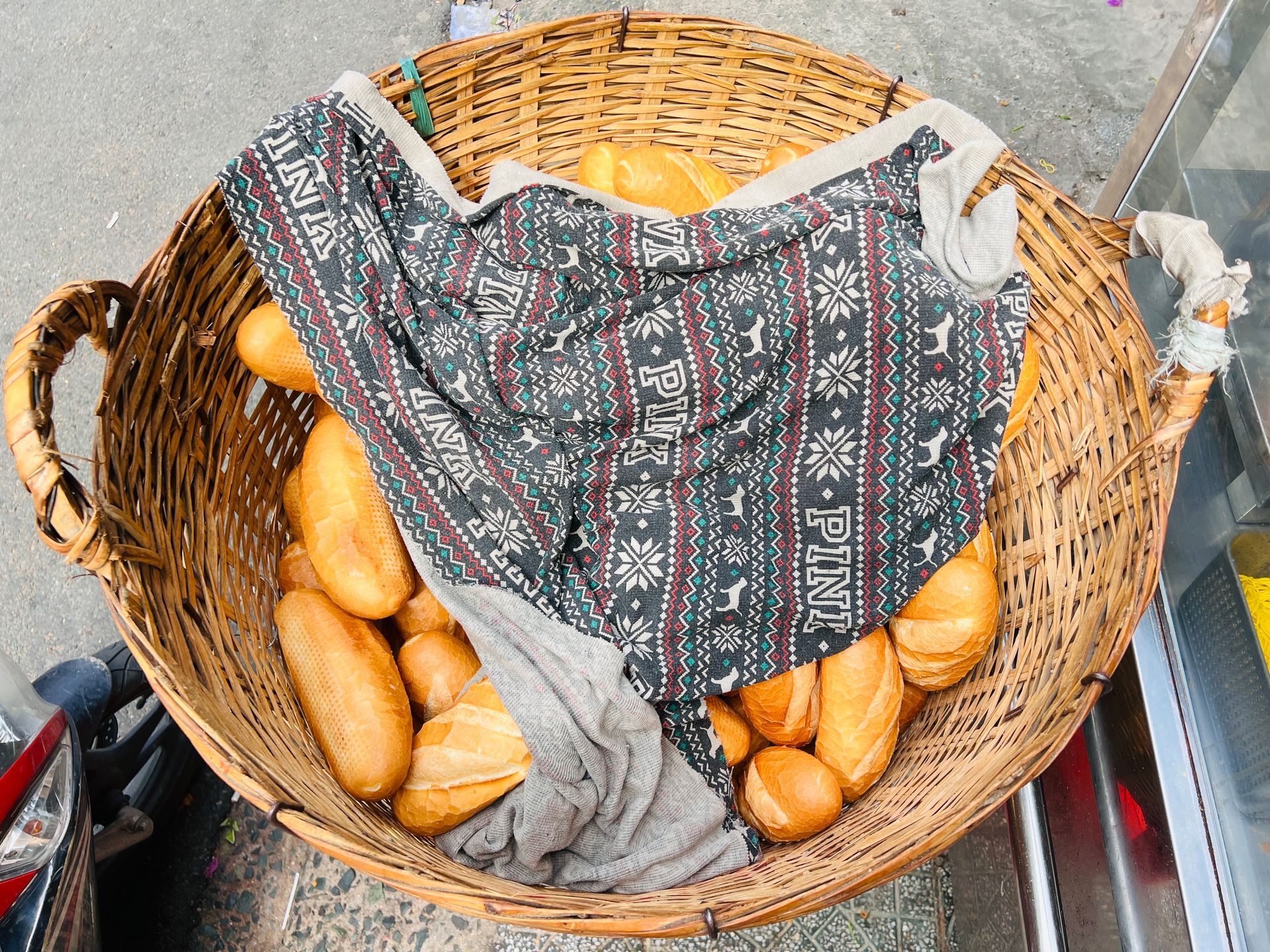 Photo of Banh Mi in a basket in Saigon