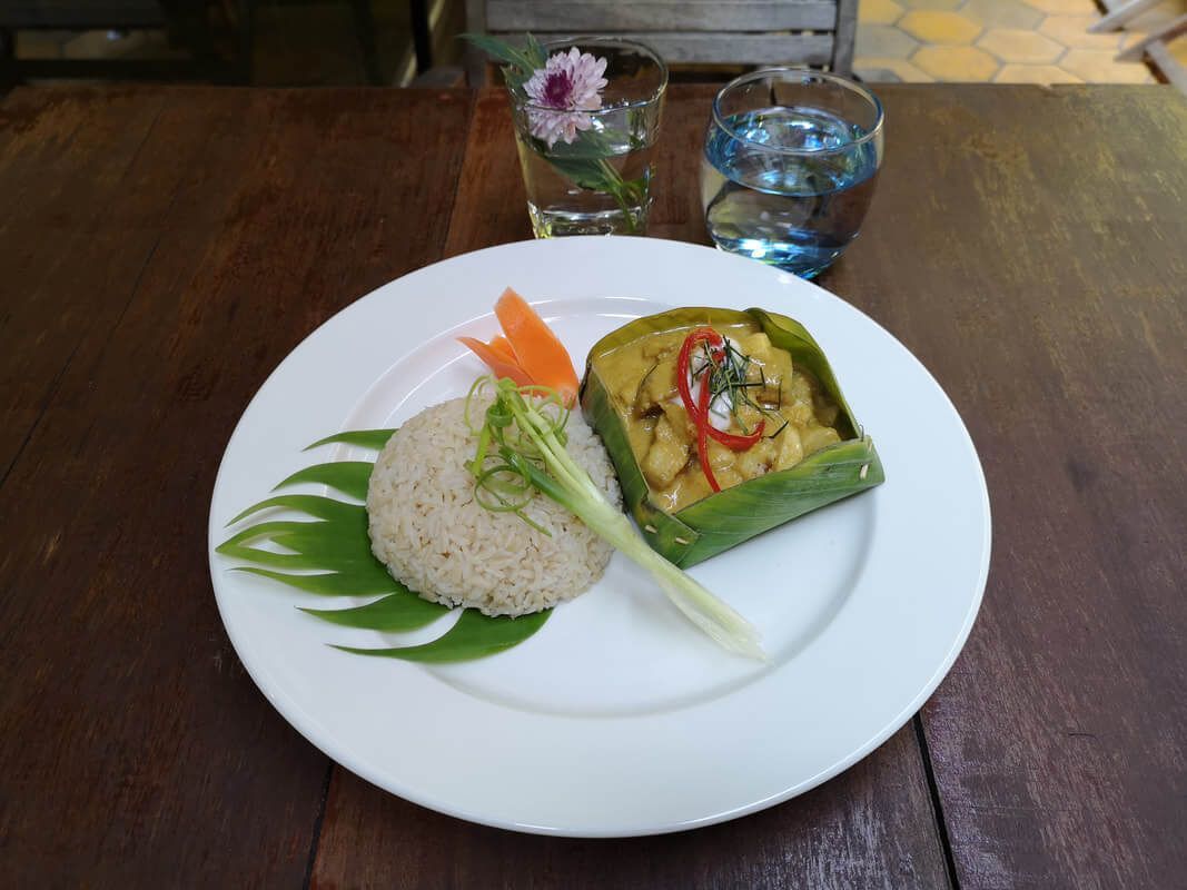 Plate of food in Phnom Penh, Cambodia