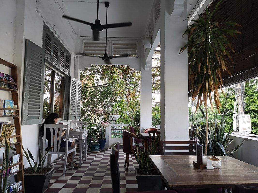 A beautiful balcony at a cafe in Phnom Penh.