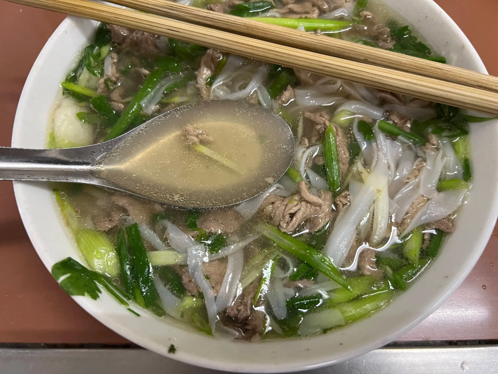 A bowl of beef pho at Pho Thin in Hanoi