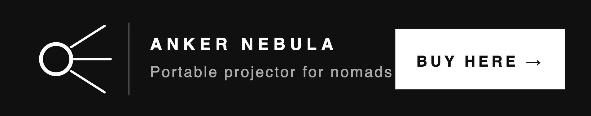 Anker Nebula portable projector advertisement with a 