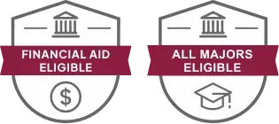 Two logos for financial aid and all majors eligible.