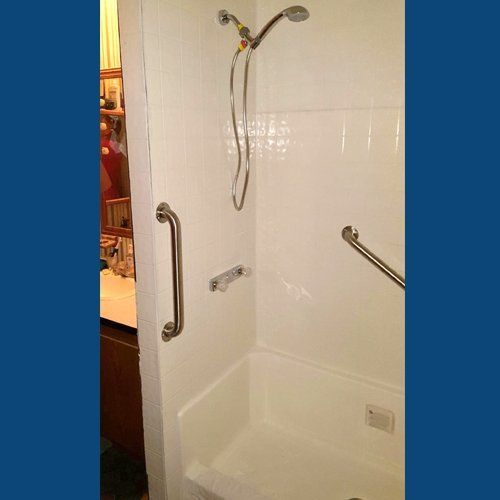 new shower with grab bars