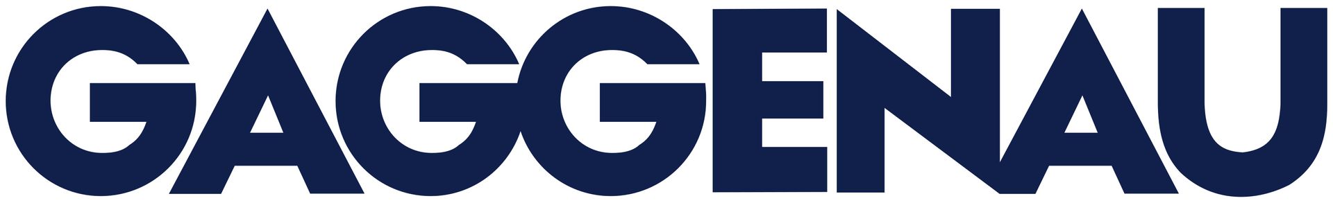 Logo Gaggenau in un font sans-serif blu scuro.