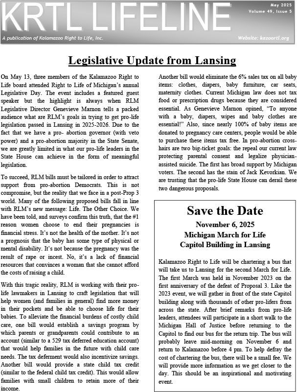 A newspaper article titled krtl lifeline focus on life dinner