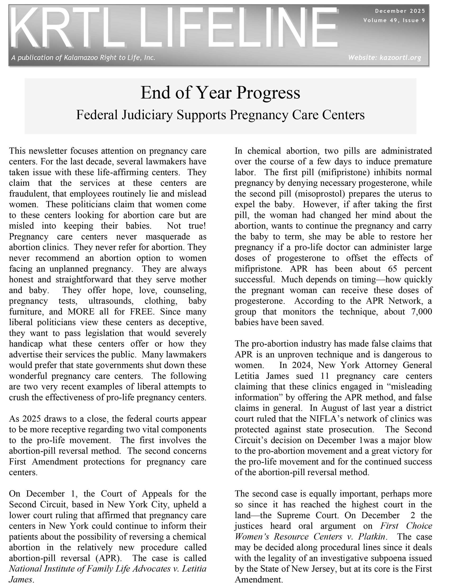 A newspaper article titled krtl lifeline focus on life dinner