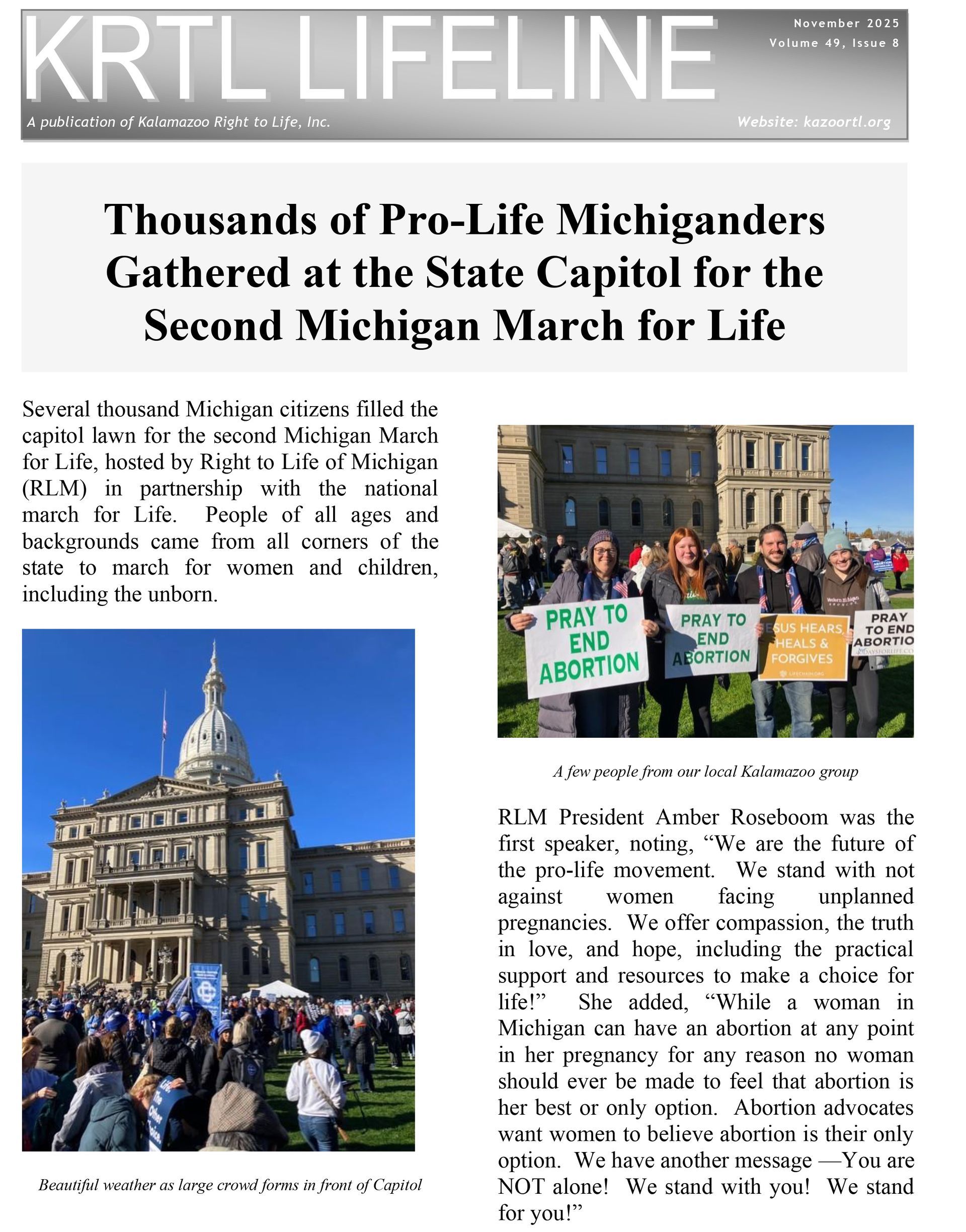 A newspaper article titled krtl lifeline focus on life dinner