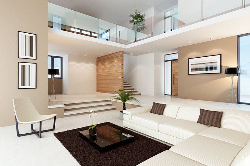 clean and modern penthouse with wood accents