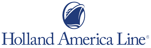 The Holland America Line logo: a dark blue graphic of a stylized cruise ship inside a circle above the company name.