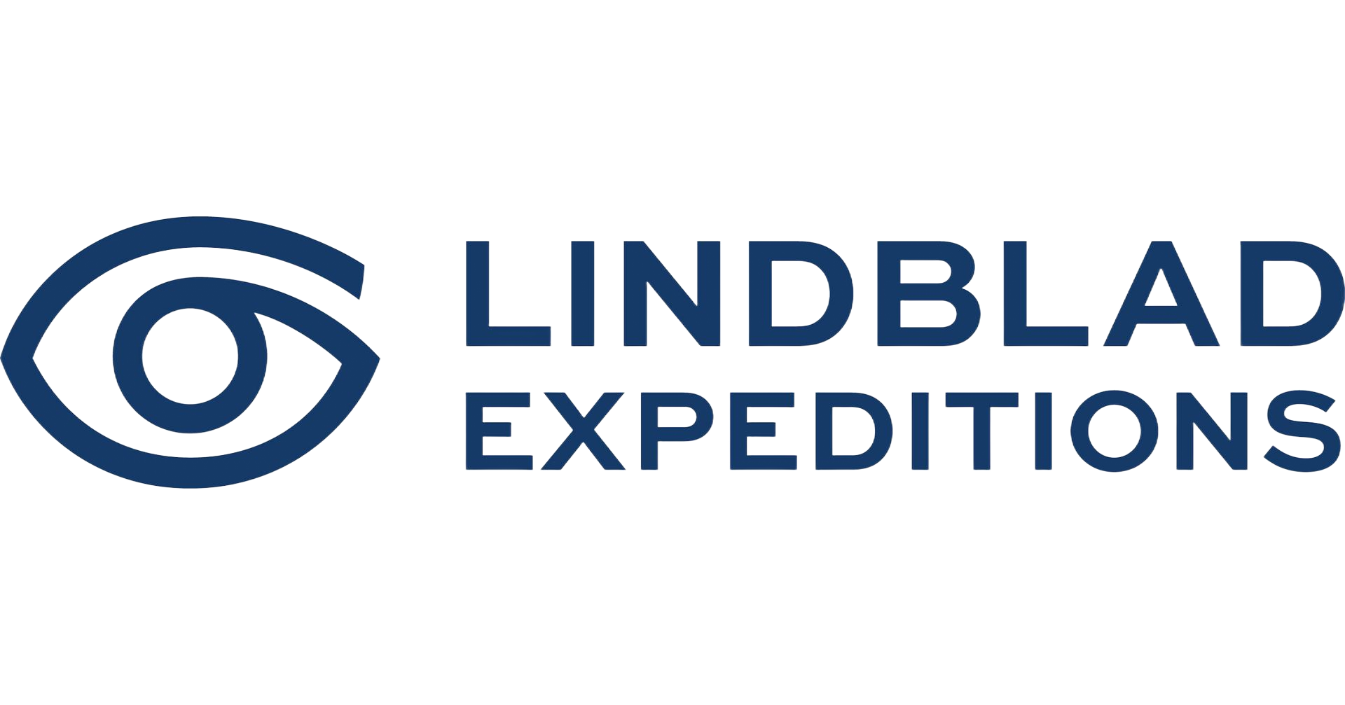 The Lindblad Expeditions logo featuring a blue stylized eye icon next to the company name in dark blue text.
