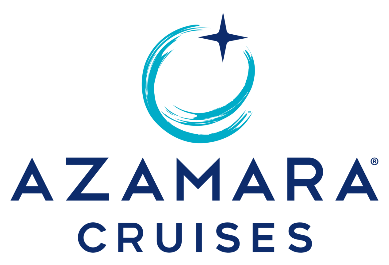 The Azamara Cruises logo featuring a teal brushstroke circle and dark blue star above dark blue text.