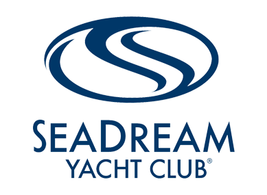 Logo for SeaDream Yacht Club featuring a navy blue stylized 