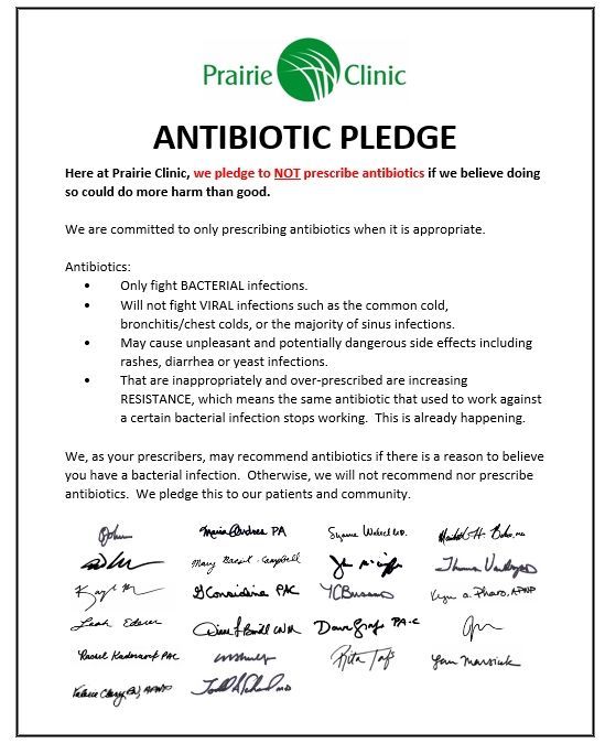 Antibiotic Pledge — Sauk City, WI — Prairie Clinic