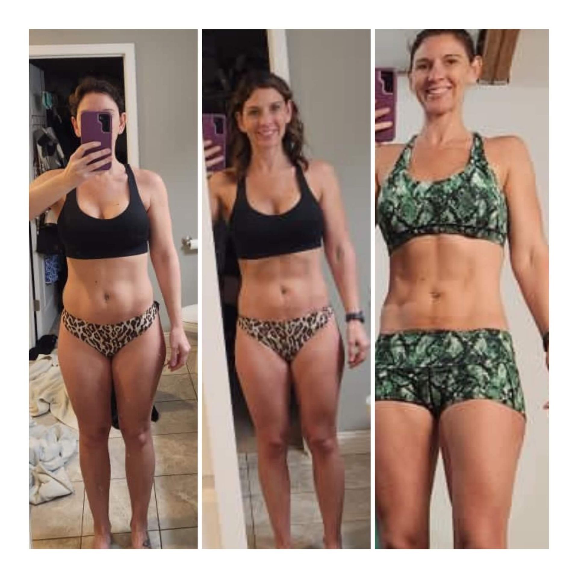 A woman in a bikini is taking a selfie in front of a mirror.