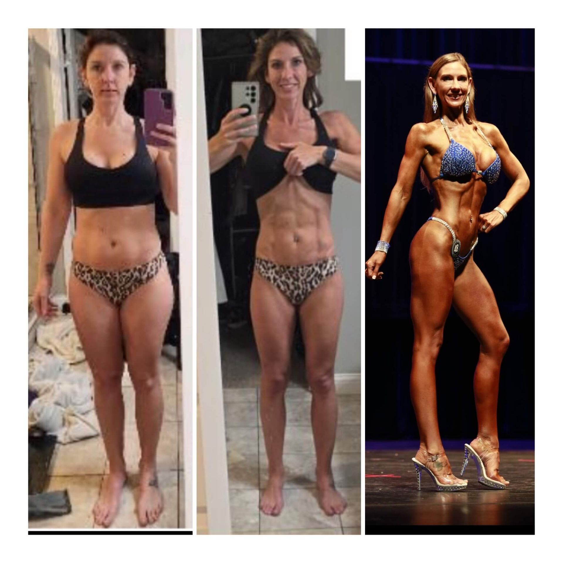 A woman in a bikini is taking a selfie in front of a mirror.